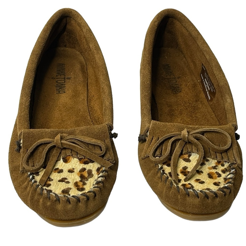 Minnetonka Calf Hair Animal Print Cheetah Soft‎ Leather Womens 8 Mocassin Shoes - Picture 2 of 7